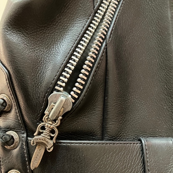 Chrome Hearts Large Size Black Leather JJ Dean Moto Shoulder Bag - Picture 7 of 11